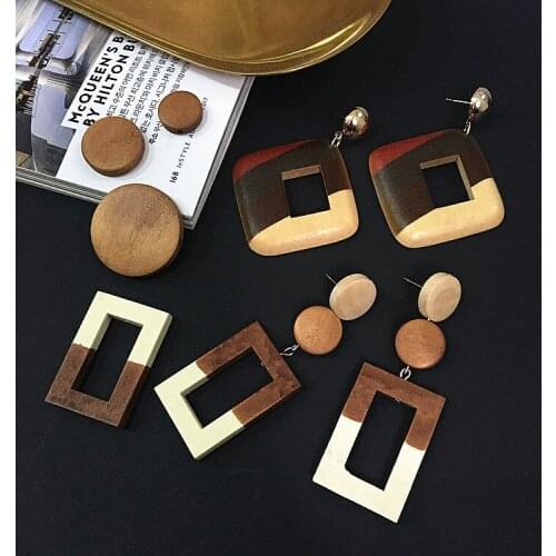 Ritoule DIY jewelry accessories wood color square rectangle pendant pendant earrings earrings wafer material