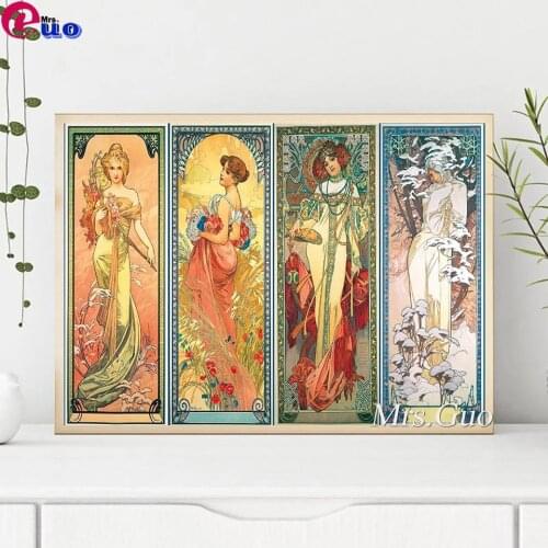 Diamond Painting Alphonse Mucha 5d Diy Full Square Round diamond Cross Stitch Kit Art Retro Woman Embroidery Home Decortion