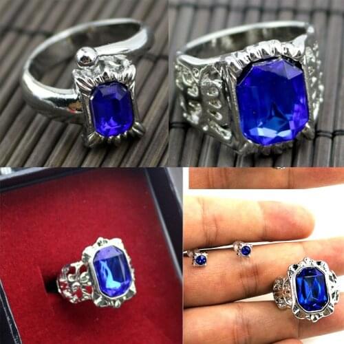 Anime Black Bulter Kuroshitsuji Ciel Phantomhive Cosplay Accessory Rings Action Figure Rings Toys Gifts men Sapphire Ring