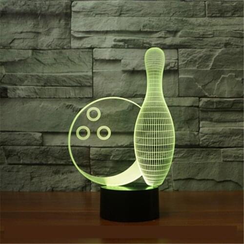 Bowling 3d Lamp Seven color Touch Led Nightlight Gift Decoration Table 3d Light Fixtures Lovely cartoon childrens toys