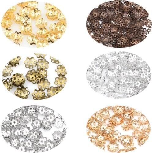 500pcs 6mm Flower Beads Caps Diy Jewelry Finding Loose Spacer Beads End Caps For Jewelry Making Accessories