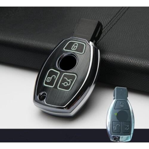 For Benz Genuine Leather 2&3 Button Smart Car Key Case Cover For Mercedes Benz Accessories W203 W210 W211 W124 Keyrings Keychain
