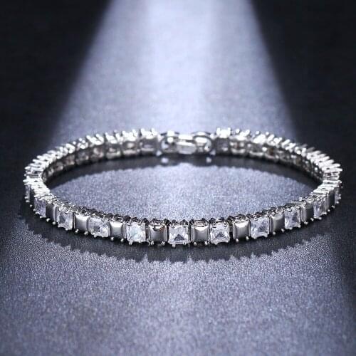 Ekopdee Classic Zircon Tennis Bracelet Bangle For Women Silver Color Cubic Zirconia Bracelets Female Friendship Jewelry 2021 New