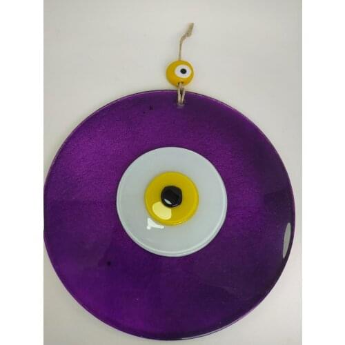 Purple Big Evil Eye 20cm Glass Bead Ojo Turco Pendant Charm Turkish Handmade Amulet for Wall Hanging Talisman Boho Home Decor