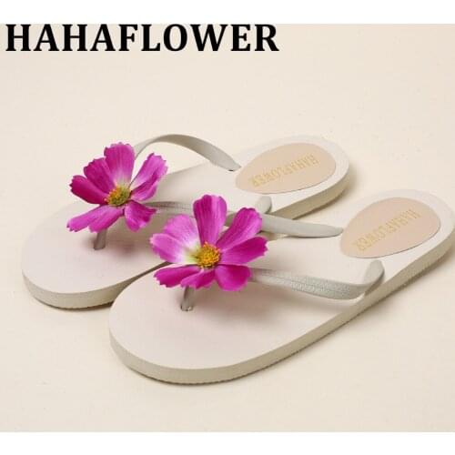 HAHAFLOWER 2017 Summer Big daisy Women Sandals Female Flip Flops Low Flat Women Shoes