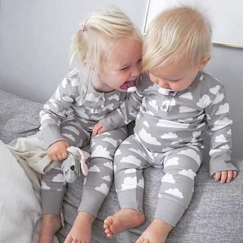 Cotton Newborn Baby Boy Rompers Cloud Printed Onesies One Piece Jumpsuit Pajamas Baby Birth Clothes Comfy Infant Outfits