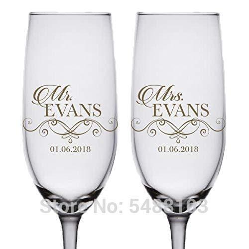 Custome Calligraphy Name Champagne Flutes,Personalized Mr and Mrs Toasting Flutes,Wedding Decor Customized,Wedding Gifts
