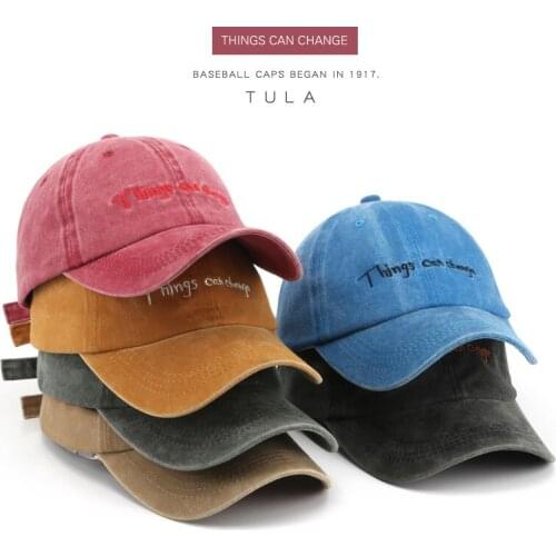 Hat Trendy Mens Letter Embroidery Soft Top Baseball Cap Retro Washed Peaked Cap Sun Protection Hat