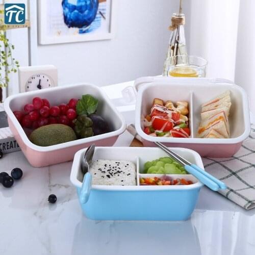 Ceramic Lunch Box Sealed Crisper Microwave Three Grids Dinnerware Portable Tableware Food Storage Picnic Camping Traveling