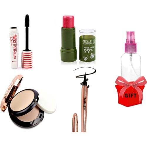 Cosmetic Makeup 4pcs/set Including Powder Cake,Blush Stick,Eyeliner,Mascara Face Eye Beauty Tool Womens Gift Make Up Set