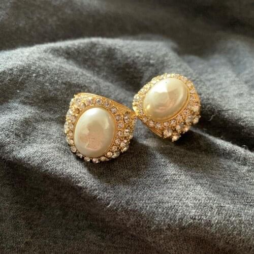 Hot Fashion Pearl Jewelry For Women Vintage Rings Big Pearl Flower Vintage Party Rings Yellow Brass Jewelry Big Pearl Ring