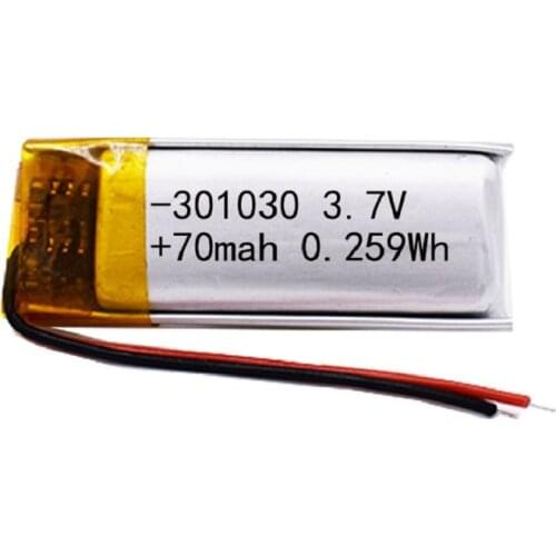 301030 3.7V 80mAh lithium polymer Lipo rechargeable battery for MP3 MP4 GPS bluetooth headset video pen camera