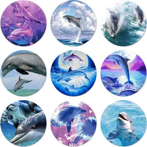 Ocean Dolphin Dance Icons Pins Badge Decoration Brooches Metal Badges For Backpack Decoration 58mm