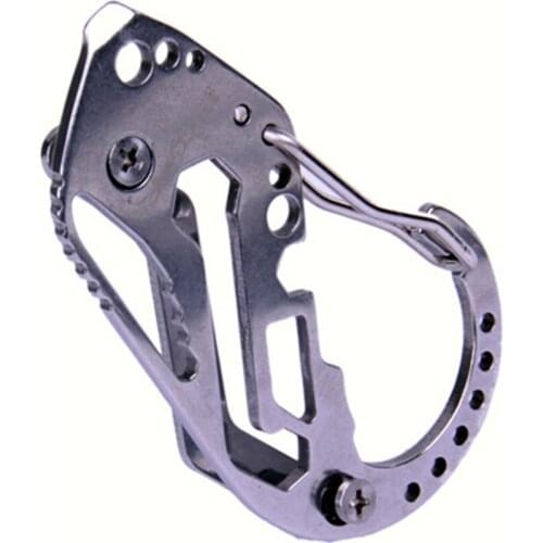 2pcs/5cs Multi-function Keychain Stainless Steel Pocket Suspension Clip Carabiner Key Ring Bottle Opener Key Clip Outdoor Tool