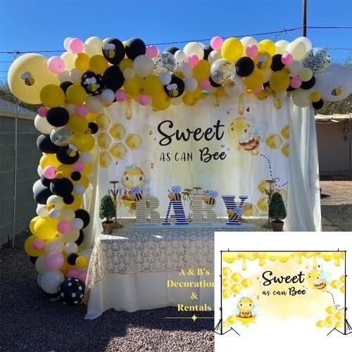 Mocsicka Sweet Bee Newborn Baby Shower Backdrop Honey Bee Baby Kids Birthday Party Decoration Photo Background for Photo Studio