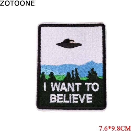 ZOTOONE I Want To Leave Iron on Letters Patches for Clothing Stickers Applications Diy Wages Ufo Space Patch Pvc Sew on Shoes G