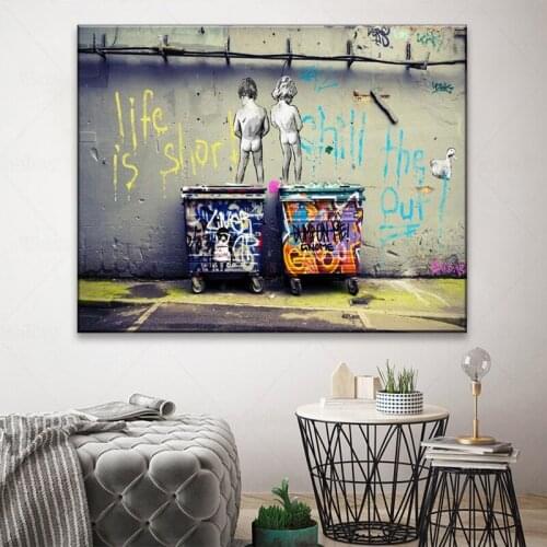 Street Art Banksy Graffiti Wall Art Canvas Paintings Poster and Print Cuadros Wall Art Pictures for Home Decor