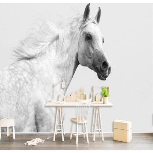 Wallpapers Youman Custom 3D Wall Murals Photo Wallpaper Animal White Horse Modern Wall Mural Simple Style 3D Photo 3D Wall Mural