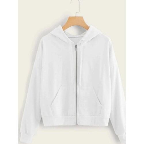 Autumn Winter Zipper Hoodies Women Casual Solid Long Sleeve Loose Drawstring Sweatshirt With Big Pocket Hooded Tops Clothes A40