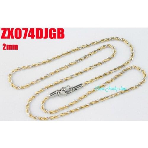 2mm golden color stainless steel necklace twist chain steel rope chain mans lady fashion jewelry 20pcs ZX074DJGB