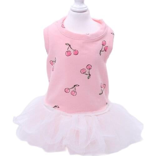 Princess Dog Cat Dress Tutu Cherry Design Pet Puppy Skirt Spring/Summer Clothes Outfit 5 Sizes 2 Colours