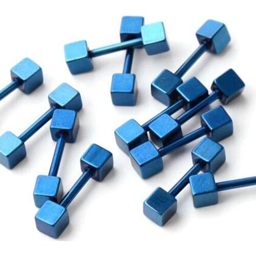 2pcs Straight Industrial Barbell Square Tragus Ear Piercing Stainless Steel Earring Cartilage Piercing Helix Body Jewelry