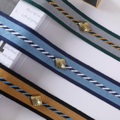 QGVLish 12M/Lot 3cm Wide Metal Decor Curtain Lace Webbing Trims Belts Ribbon DIY Sewing For Sofa Cushion Edge Lace Trim