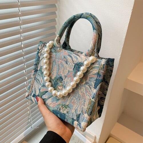 Luxury Brand Ladies Pearl Crossbody Shoulder Bag for Women 2021 Fashion Handbags and Purses Lady Small Design Beading Totes