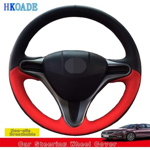 DIY Hand-stitched Soft Genuine Leather Car Steering Wheel Covers For Honda Fit City 2009-2013 Insight 2010-2014 Jazz 2009-2013