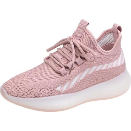 Air Mesh Breathable Chunky Sneakers New Thick Bottom Platform Women Shoes Woman Knitting Lace Up Casual Shoes Flats Plus Size