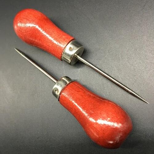 2pcs Sewing tool Awl Pricker sewing tool Hole Maker Tool Punch Sewing Stitching Leather Craft Wooden Handle