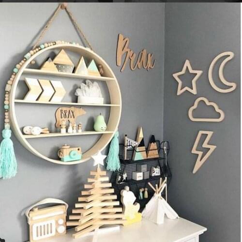 Ins Nordic childrens home decoration crafts stars, moons, clouds, wooden ornaments, baby photo props, ornaments