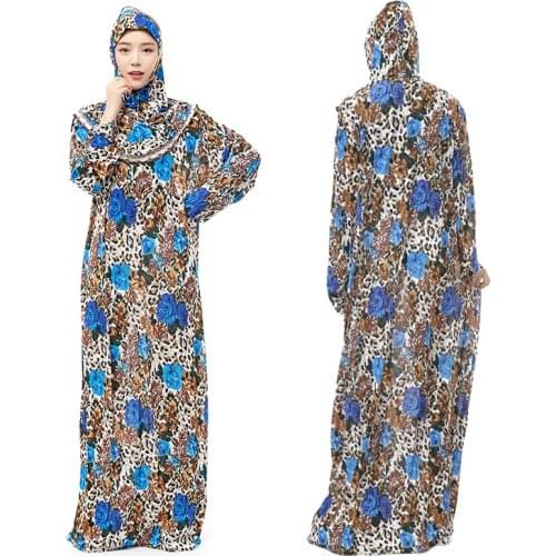 Turkey Islamic Flowers Pullover Prayer Muslim Dress Costume Ramadan Worship Hijab and Skirt Lady Musulman Ensembles Jilbab