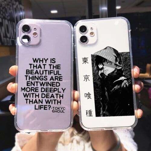 Japan Anime Tokyo Ghoul Suave Clear Phone Case For iPhone 11 12 Pro MAX XR X XS SE20 7 8 6Plus Shockproof Soft TPU Cover Fundas