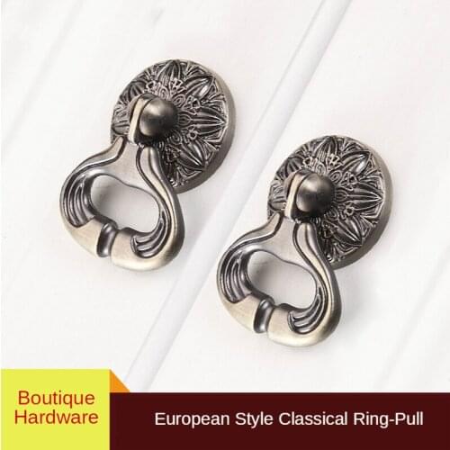 Green/Red Bronze Classical Small Pull Ring European Antique Drawer Knobs Wardrobe Cabinet Door Furniture Handle Decoration