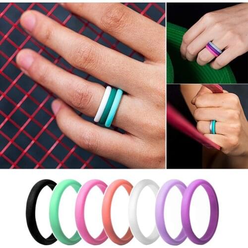 1Pc Unisex Sports Fitness Gym Silicone Ring Band Wedding Couples Promise Gift for Sports,Gym,Outdoors