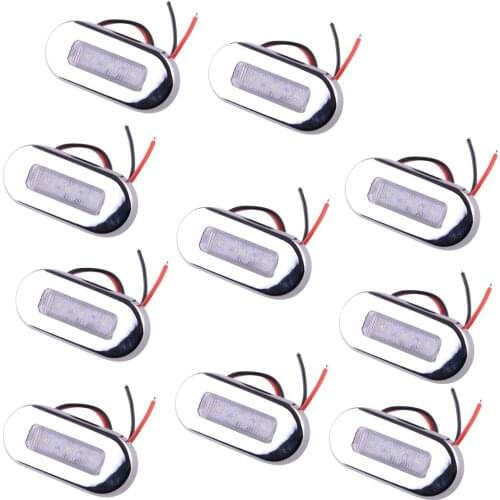 10pcs/Set DC Marine Boat White 3-LED Courtesy Lights Stair Deck Garden Lamp for Universal Vehicles Trailer Truck