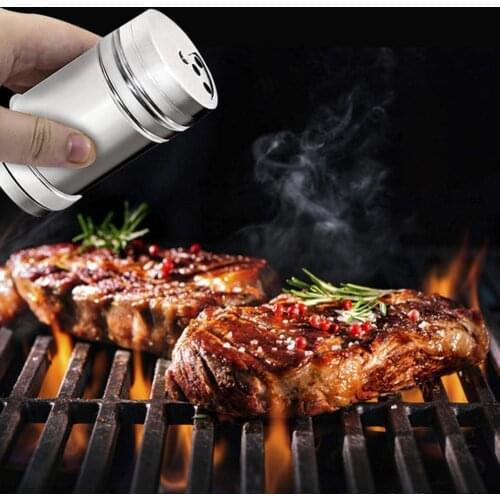 2Pcs Pepper Shakers Mirror Polishing Rust-proof Stainless Steel Seasoning Spice Dispenser Shaker Home Camp Cooking Supplies