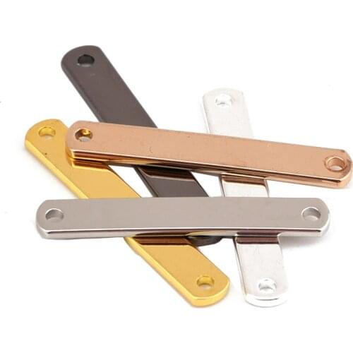 20 pieces 4 * 25mm 5-color copper smooth double-hole rounded rectangular copper piece necklace pendant jewelry accessories