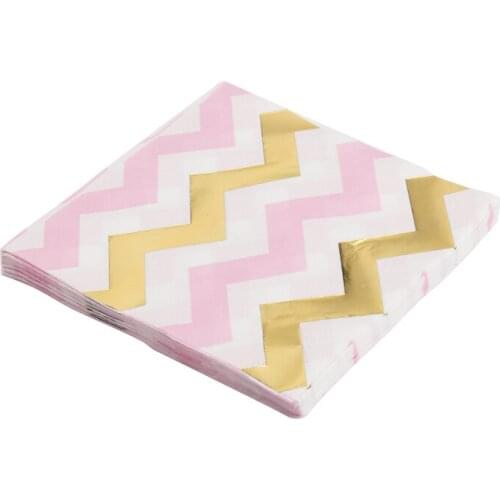 20pcs /bag Gold Pink blue Wave Paper Napkin For Boy Girl Gender Reveal Party Tissue Napkin Decoration Serviettes 33*33cm