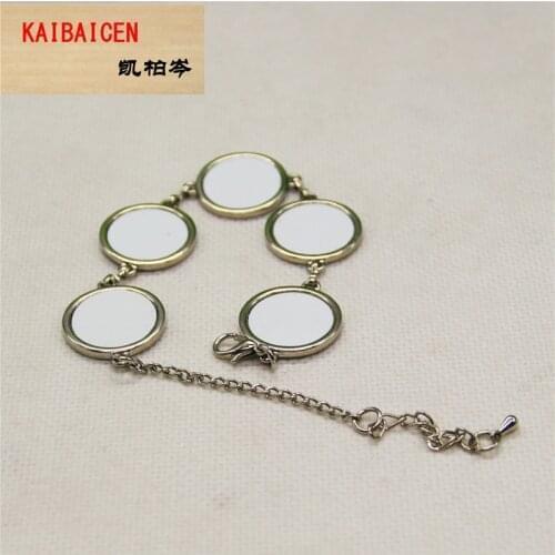 DHL100pcs/Lot Sublimation Metal Blank bracelet Mix Round/Lover Shape DIY heat trasnfer printing Blank Plain anklet Material