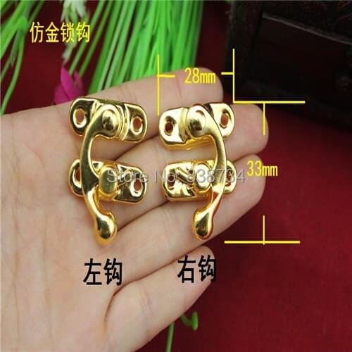 50pcs 33*28mm steel with brass coated jewelry box hook buckle