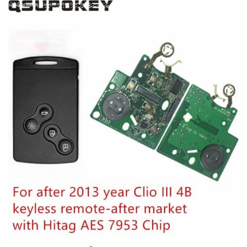 QSUPOKEY Car alarm For renault clio III key 4 button keyless Remote key 434mhz pcf7953 chip hitag AES renault key after 2013
