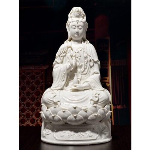 Buddhism Efficacious protection High grade jade Porcelain Guanyin Avalokitesvara Buddha God HOME shrine altar FENG SHUI statue