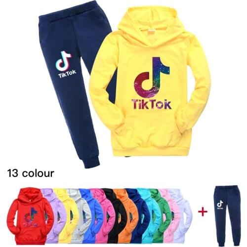 TIK TOK Kids Boys Sweater Pants Suit Cartoon Childrens Clothing Sweatshirts Casual Fashion Pullover Jogging Pant