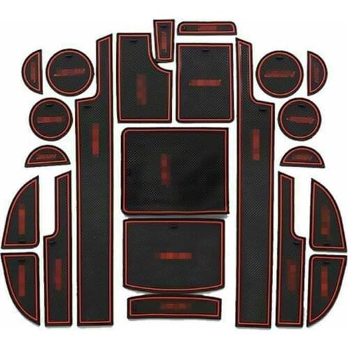 For Dodge JCUV 23pcs Non-slip Interior Door Cup Holder Rubber Mats Red Line
