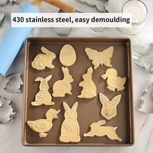 1Set New Rabbit Stainless Steel Mold Easter Egg Mold Chick Carrot Egg 3D Cookie Cutter DIY Baking Decor Pastry Mold Tools