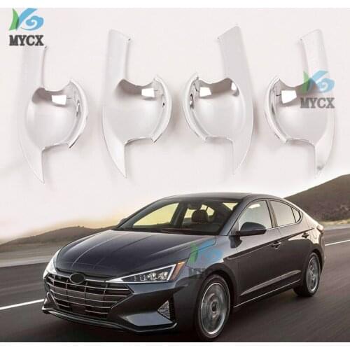 HOT FOR Hyundai Elantra 2019 2020 ABS Chrome Car External Outer Door Handle Catch Cover Door Bowl Protection Trim Sticker FIT