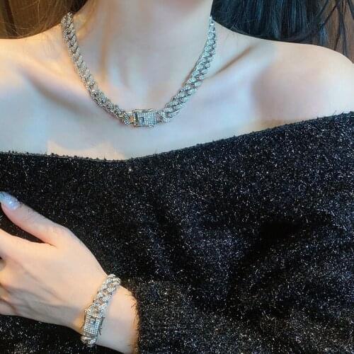 Exquisite Luxury Roman Crystal Necklace Bracelet For Women Wedding Gift Korean Chain hip hop hipster necklace Bracelets Jewelry