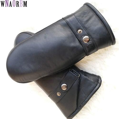 Men sheepskin gloves genuine leather glove for men winter Outdoor warm fur thickening thermal gloves Winter gloves